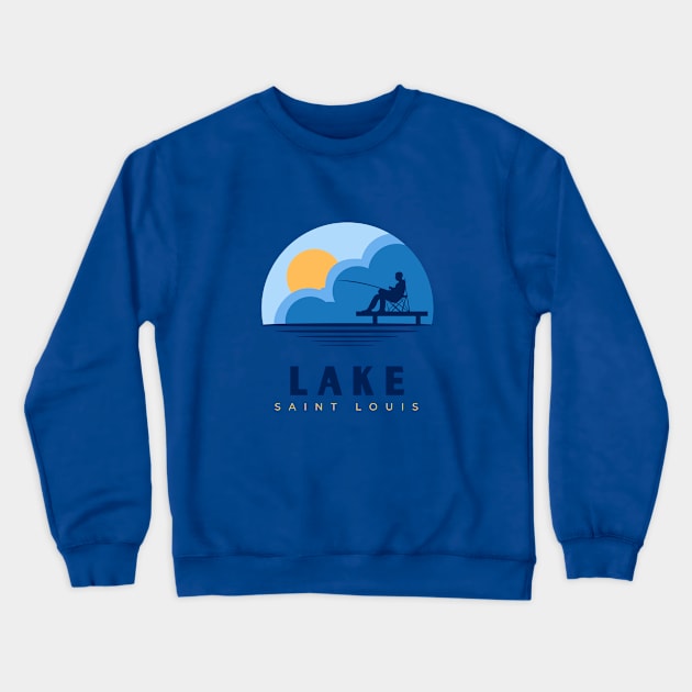 Lake Saint Louis Sitting on the Dock Crewneck Sweatshirt by Harbor Bend Designs